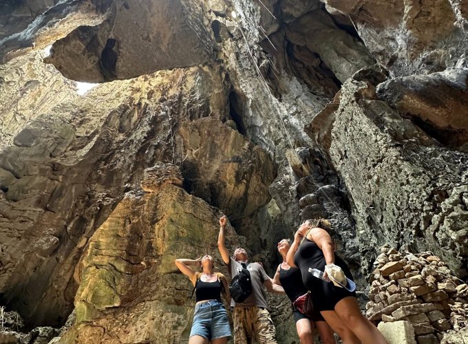 Exploring hiking adventure caving mountain tour around kampot-kep