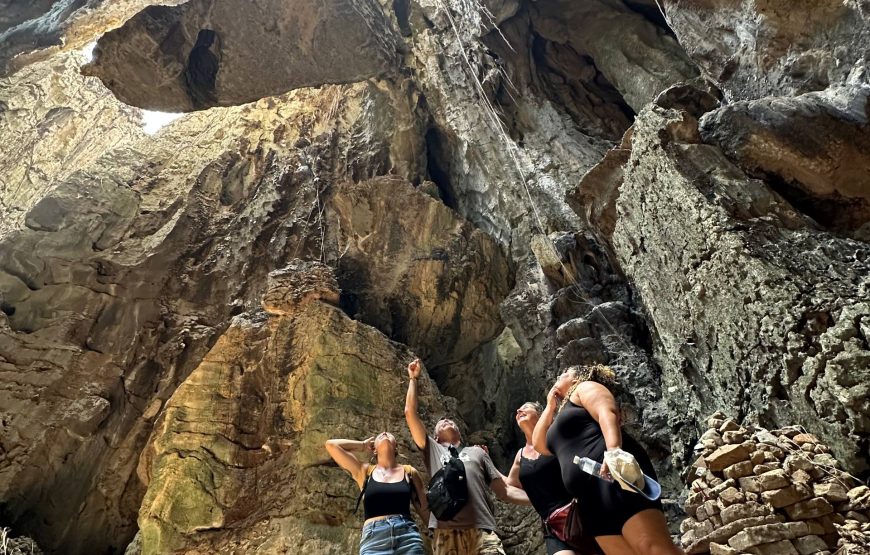Exploring hiking adventure caving mountain tour around kampot-kep