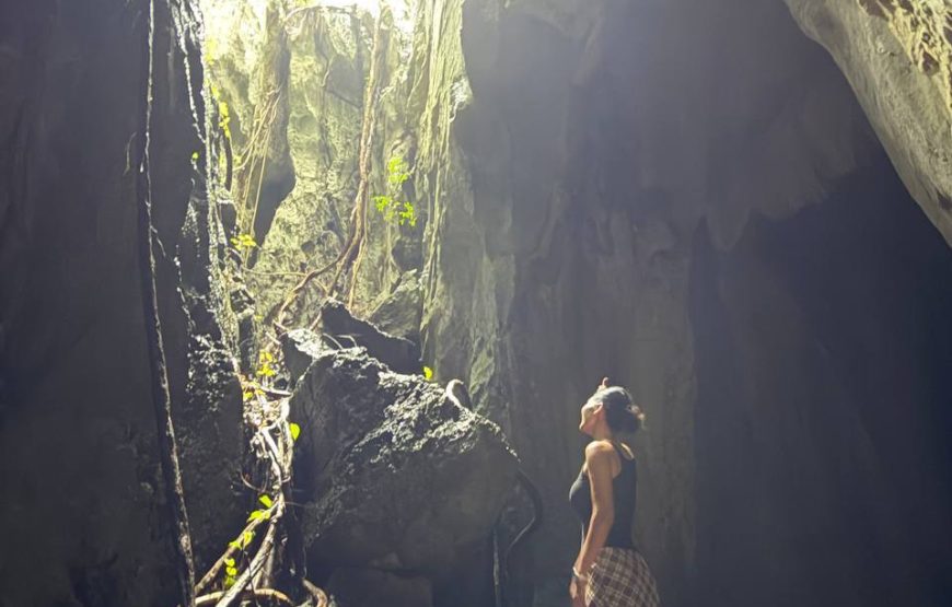 Exploring hiking adventure caving mountain tour around kampot-kep